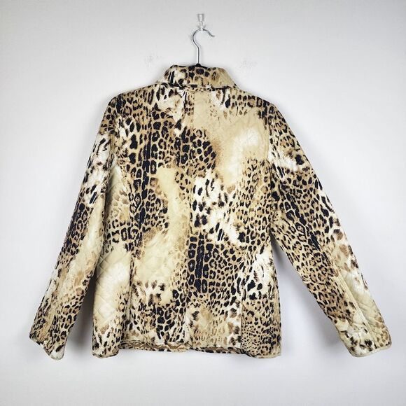 Dana Buchman Quilted Jacket Animal Print Leopard Lightweight Blazer Size M - Picture 9 of 16